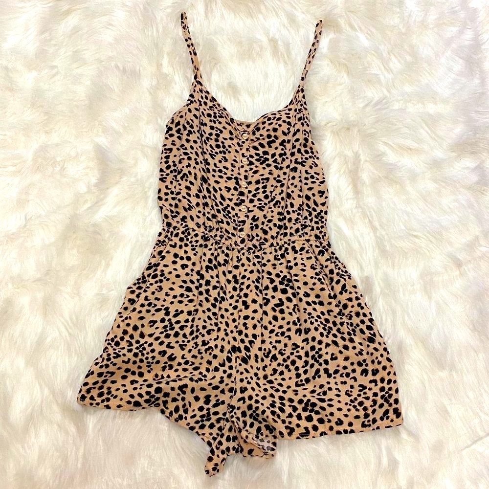 Leopard Print Romper with Pockets